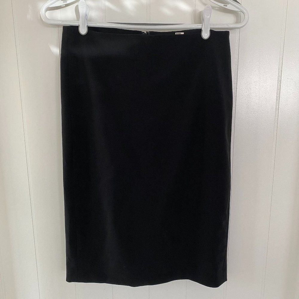 Theory Stretch Black Wool Pencil Skirt - 2